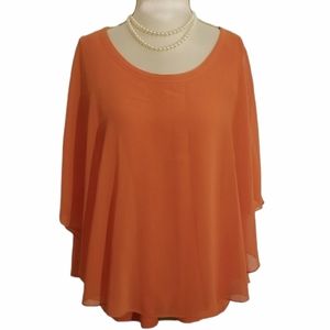 Orange Chiffon Overlay Blouse